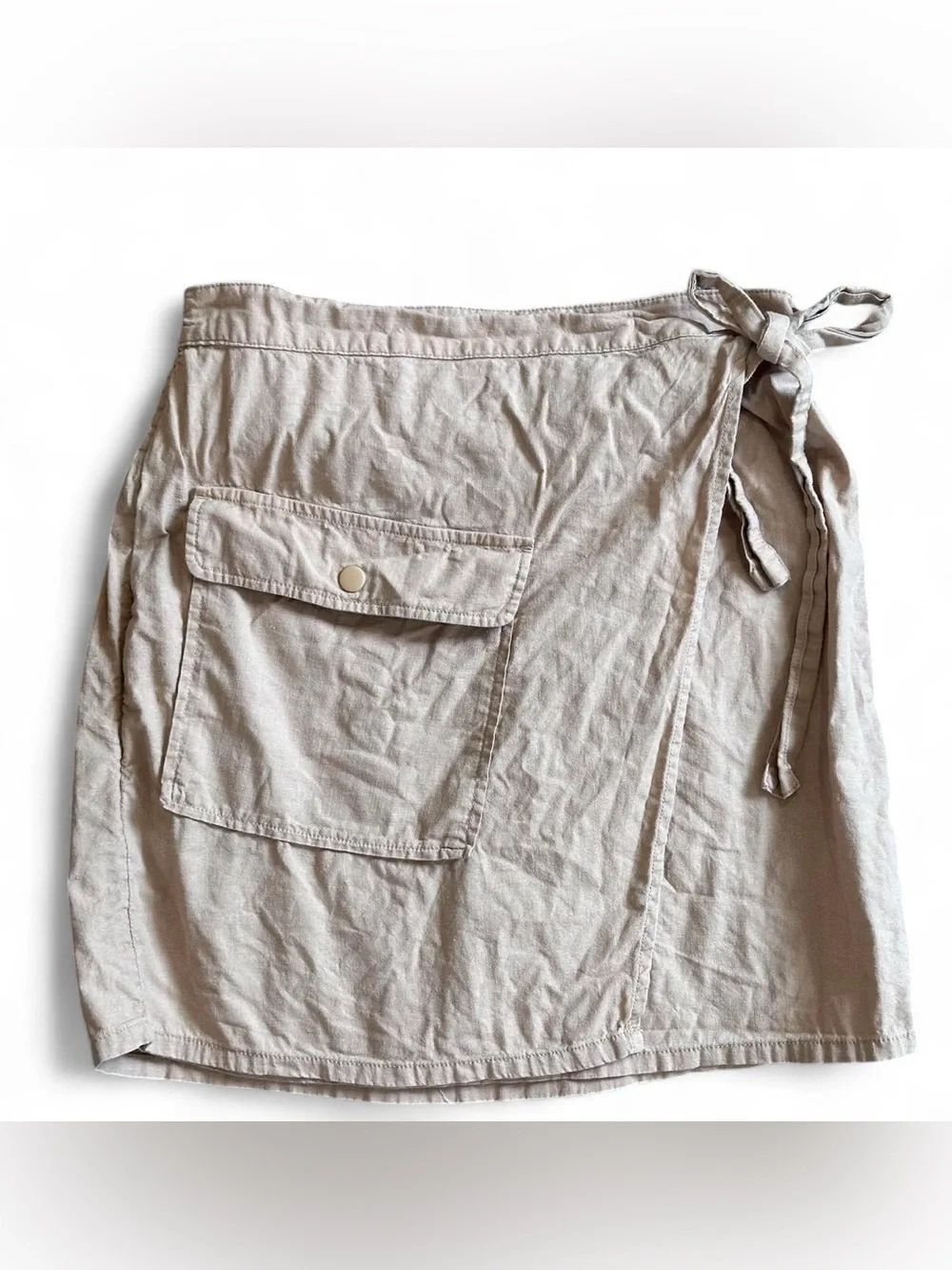 Beige mini wrap skirt